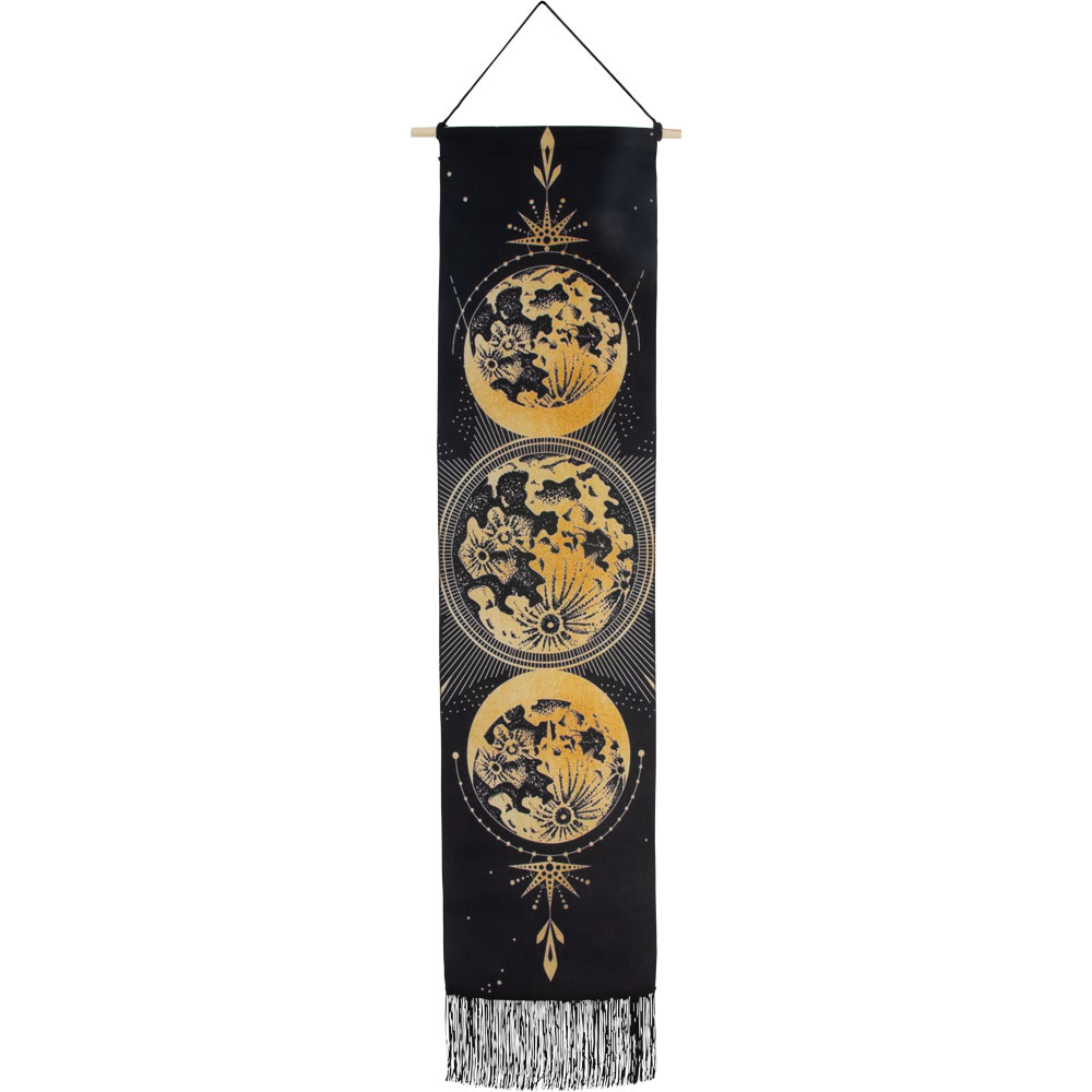 (Unavailable)Linen Banner w/ Fringe - Triple Moon Oriental FLOWERS (Each)