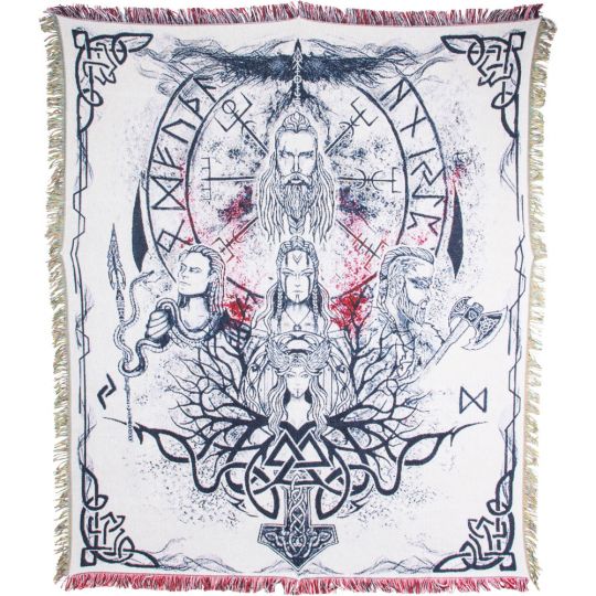 Cotton Heavy Throw w/ Fringe - Viking Gods (Each)