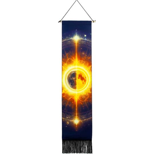 Linen Banner w/ Fringe - Sun & Moon Collide (Each)