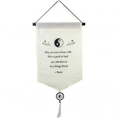Small Cotton Banner - Rumi Saying w/ Dreamcatcher Tassel (Each)