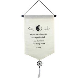 Small Cotton Banner - Rumi Saying w/ Dreamcatcher Tassel (Each)