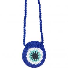 Cotton Crystal Pouch Crocheted - Evil Eye (Each)