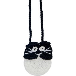 Cotton Crystal Pouch Crocheted - Cat (Each)