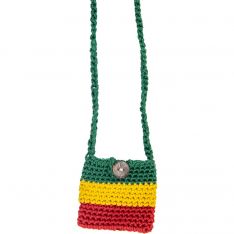 Cotton Crystal Pouch Crocheted - Rasta (Each)