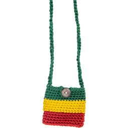 Cotton Crystal Pouch Crocheted - Rasta (Each)