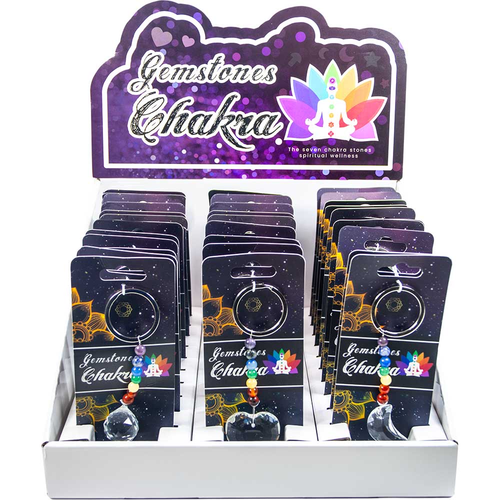 Gemstones Chakra Key Chains Crystal Suncatcher Asst'd Shapes (Display ...