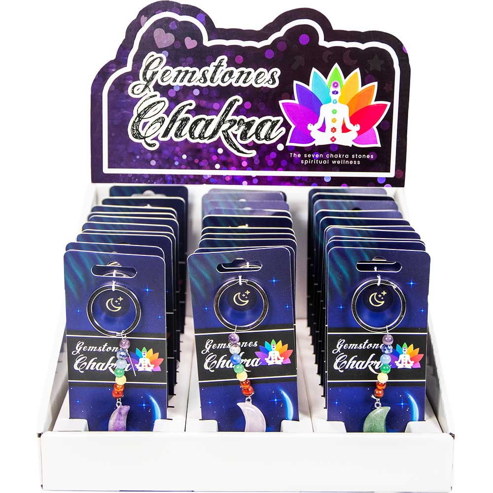 Gemstones Chakra Key Chains - Moon Asst'd Stones (Display of 30 ...