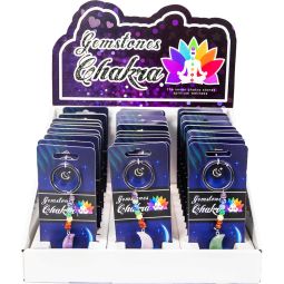 Gemstones Chakra Key Chains - Moon  Asst'd Stones (Display of 30)
