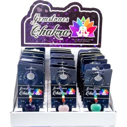 Gemstones Chakra Key Chains - Heart  Asst'd Stones (Display of 30)