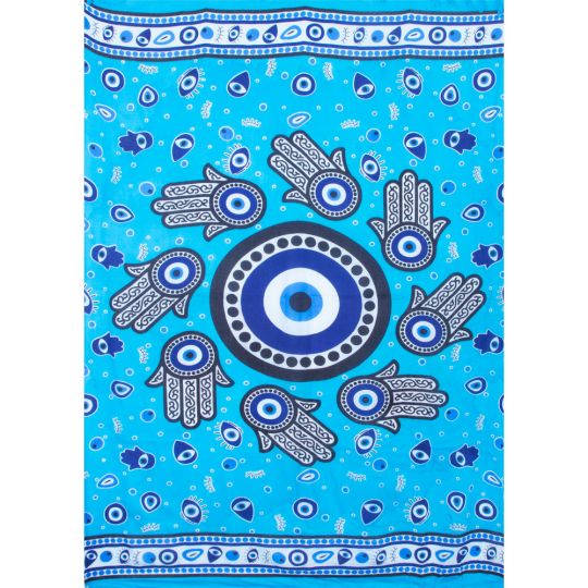 Rayon Sarong - Evil Eye - Sky Blue (Each)