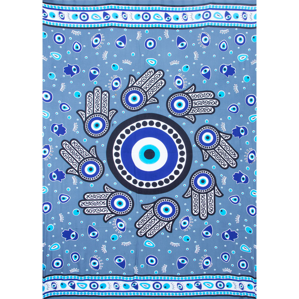 Rayon SARONG - Evil Eye - Light Blue (Each)