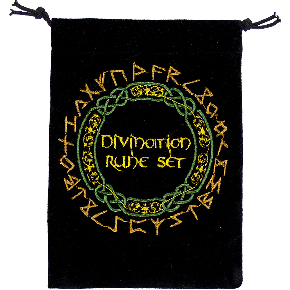 Unlined Velvet BAG Embroidered Rune Black (Each)