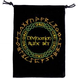 Unlined Velvet Bag Embroidered Rune Black (Each)