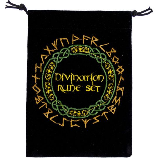Unlined Velvet Bag Embroidered Rune Black (Each)