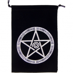 Unlined Velvet Bag Embroidered  Pentacle Black (each)