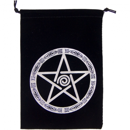 Unlined Velvet Bag Embroidered  Pentacle Black (each)