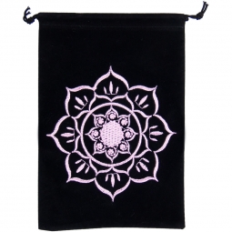 Unlined Velvet Bag Embroidered  Lotus Black (each)
