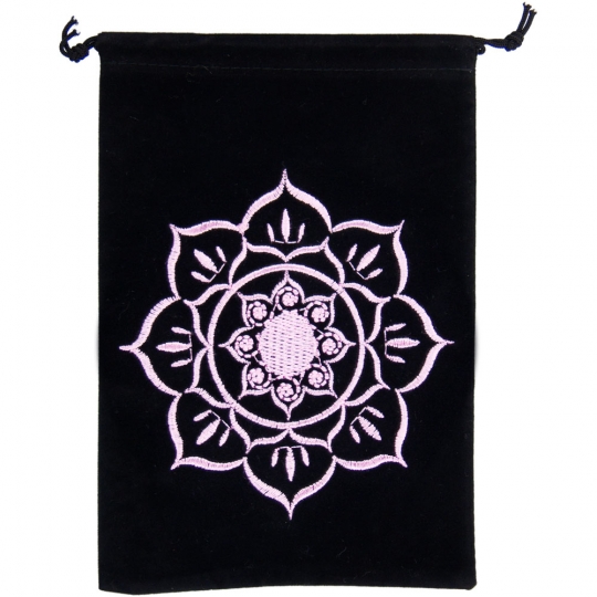 Unlined Velvet Bag Embroidered  Lotus Black (each)