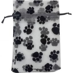 Organza Bag Velvet Paws 3x4 - White (Each)