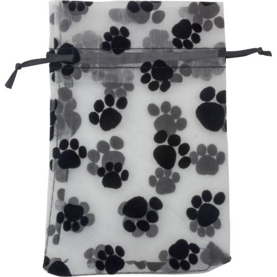 Organza Bag Velvet Paws 3x4 - White (Each)