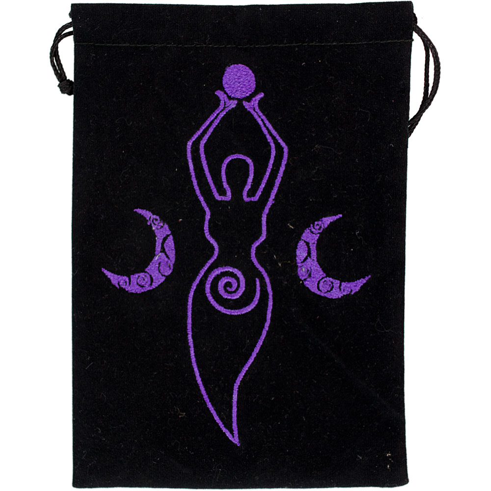 Unlined Velvet BAG Embrodery - Moon Goddess Black (each)