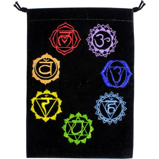 Unlined Velvet Bag Embroidered 7 Chakras (each)