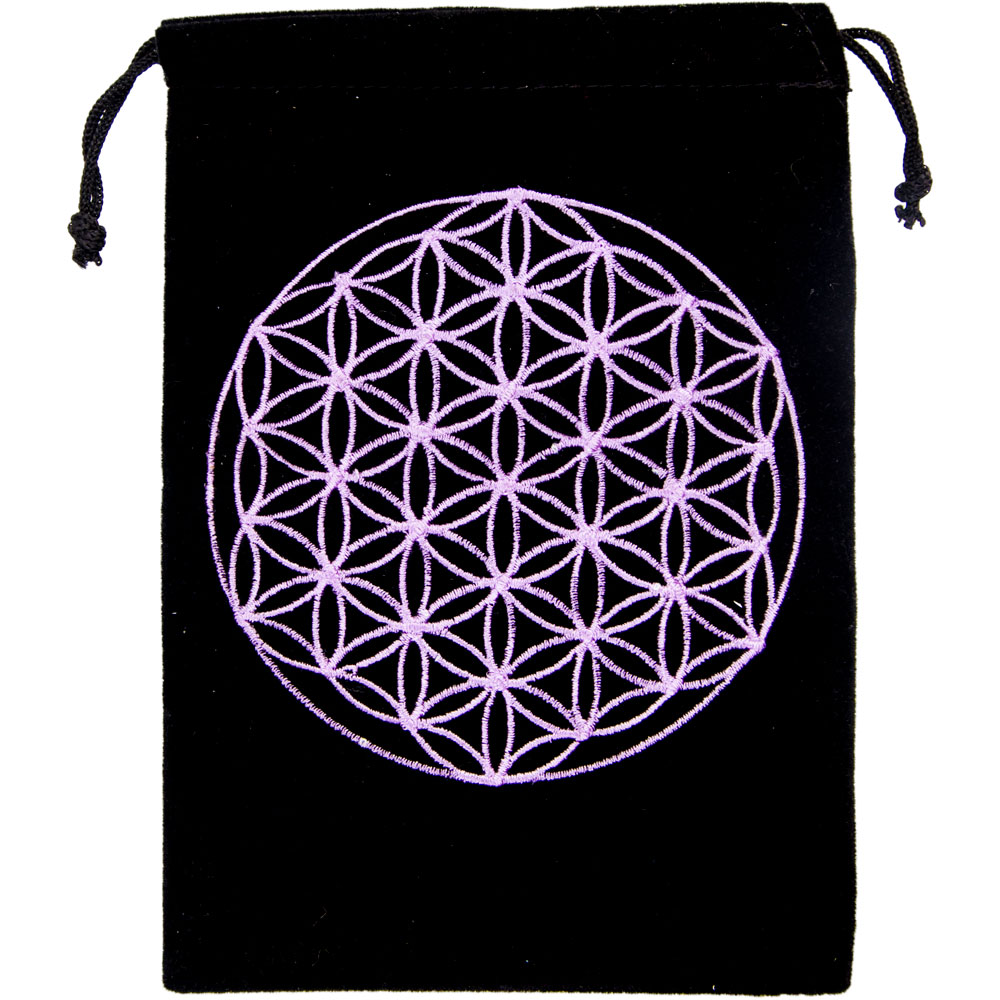 Unlined Velvet BAG Embroidered Flower of Life (Each)