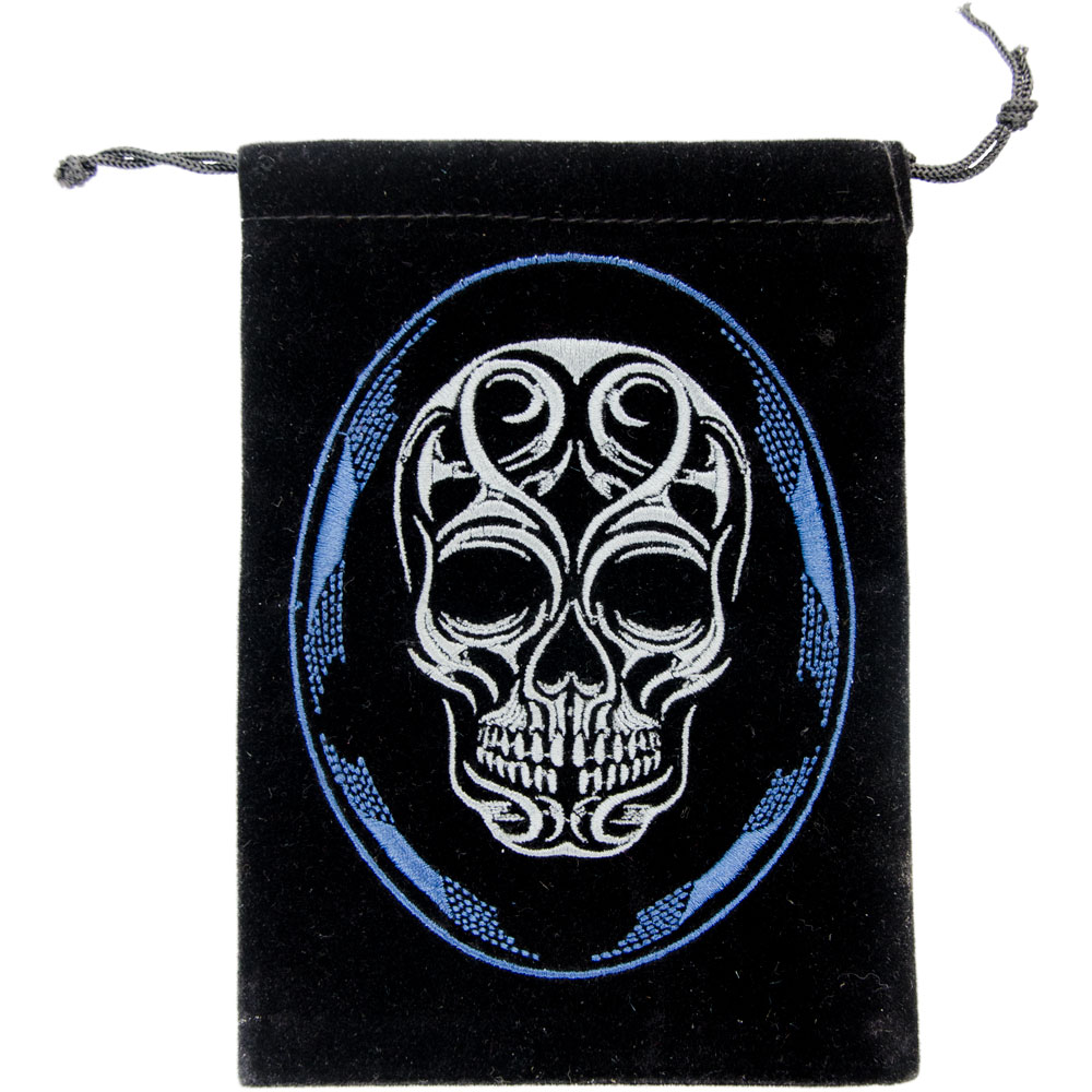 Unlined Velvet Bag Embroidered SKULL (Each)