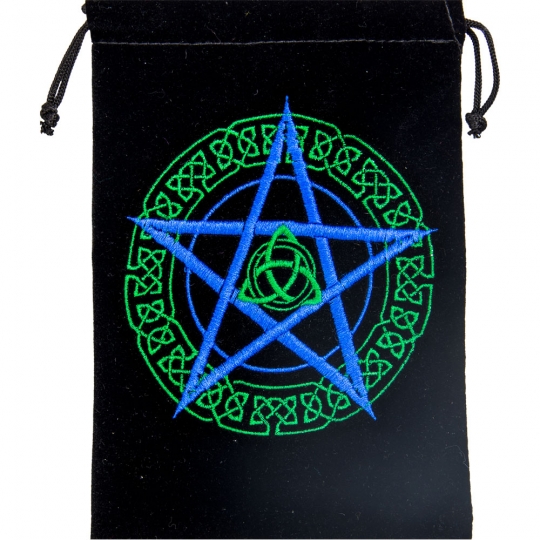 Unlined Velvet Bag Embroidered Celtic Pentacle (Each)