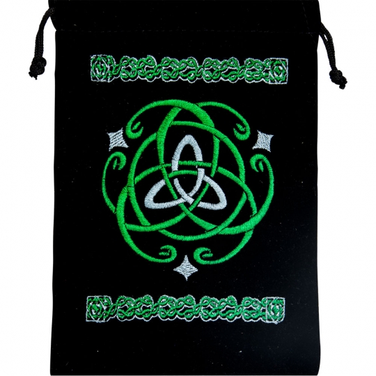 Unlined Velvet Bag Embroidered Triquetra (Each)