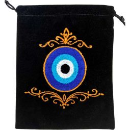 Unlined Velvet Bag Embroidered Evil Eye (Each)