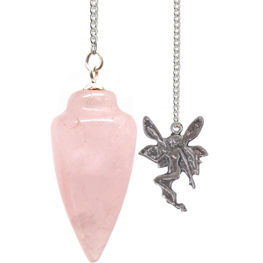 Pendulum w/Fairy Curved Rose Quartz (each)