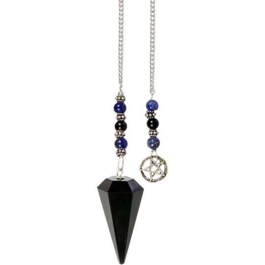 Hexagonal Pendulum Black Obsidian - Pentacle (each)