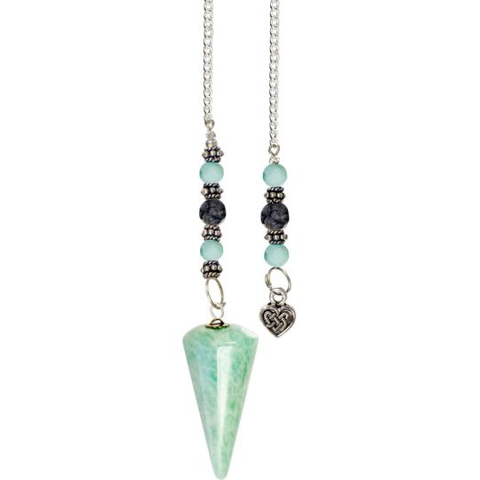 Hexagonal Pendulum Amazonite - Celtic Heart (each)