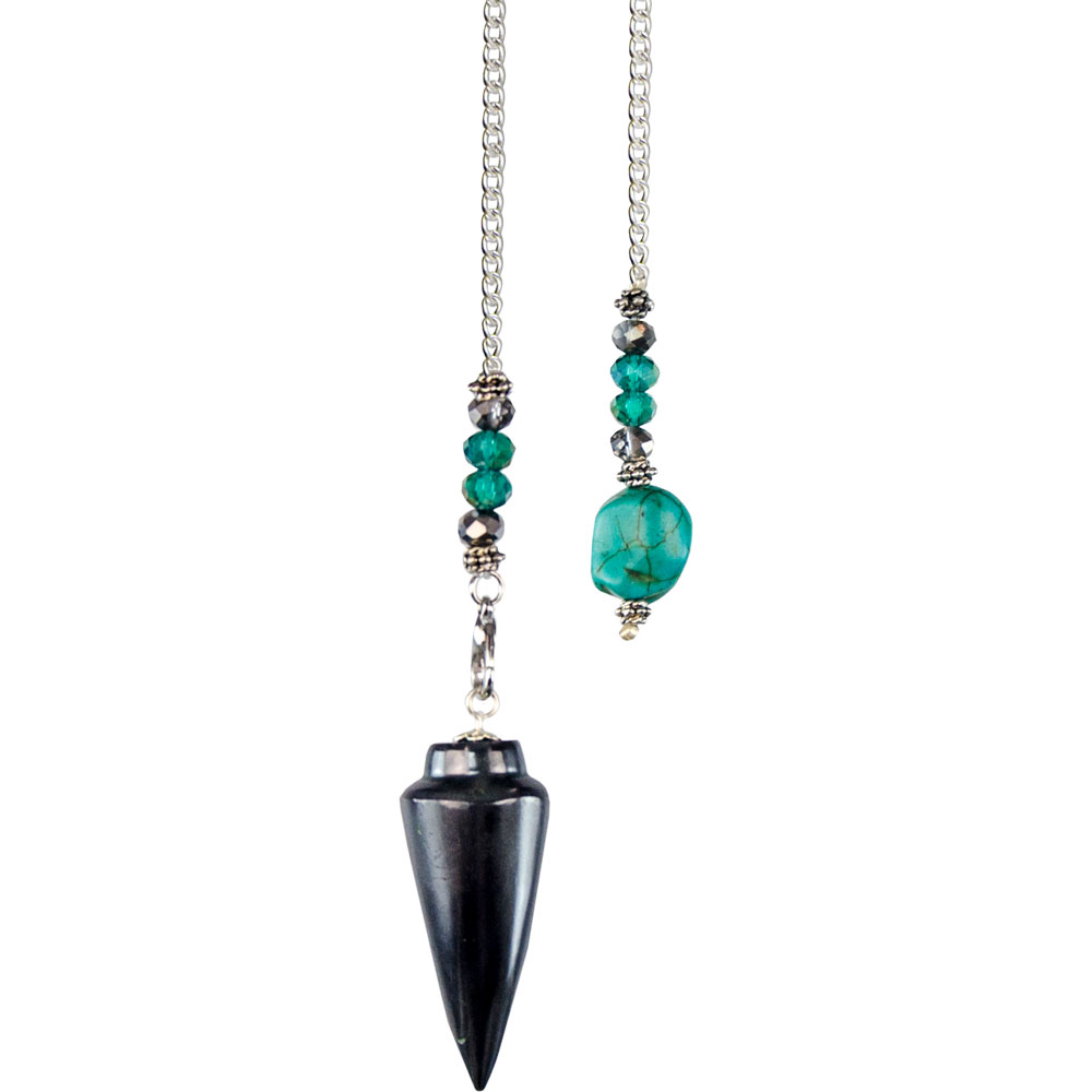 Pendulum Long Point HEMATITE Turquoise Nugget (each)