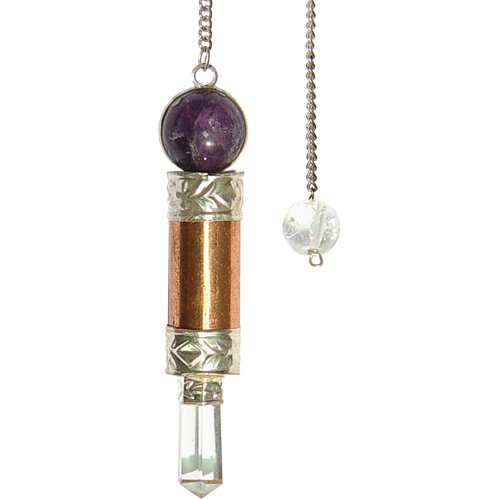 Metal Pendulum with AMETHYST Ball Wand Copper (each)