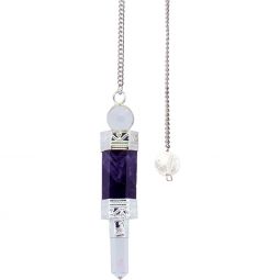 Pendulum Amethyst Wand w/ Crystal Point & Sphere (each)