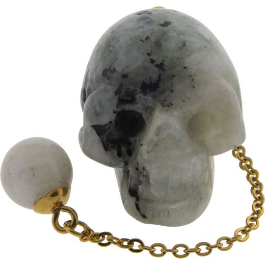 Gemstone Pendulum Skull - Rainbow Moonstone (Each)
