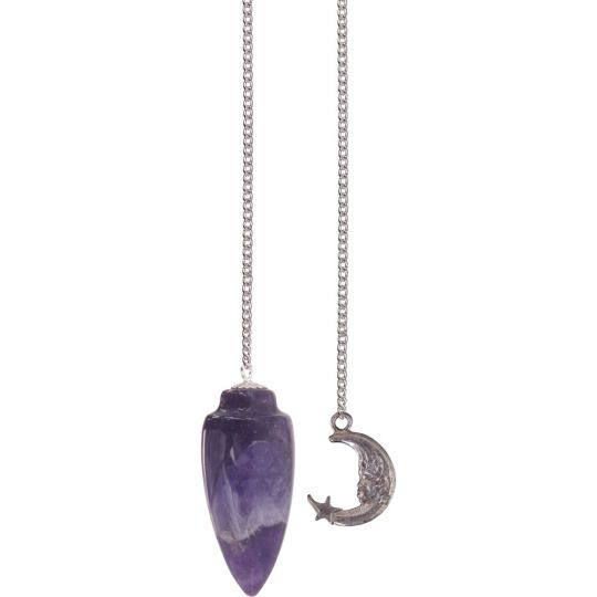 Pendulum Curved Amethyst w/Moon (Each)