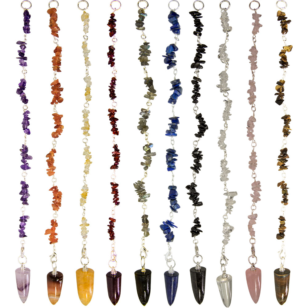 Gemstone ASSORTED Pendulums w/Chips (Pack of 10)