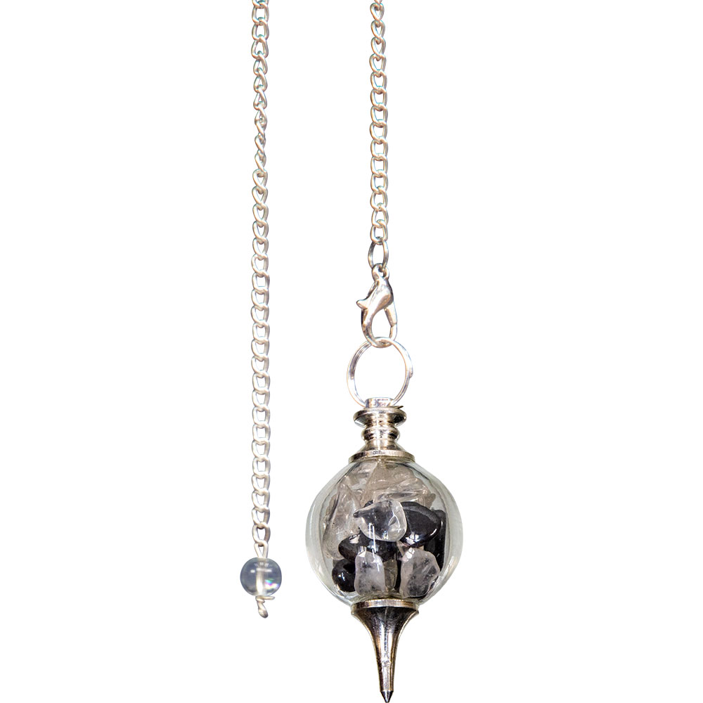 Pendulum Glass Sephoroton HEMATITE & Crystal Chips - Purifying (Each)