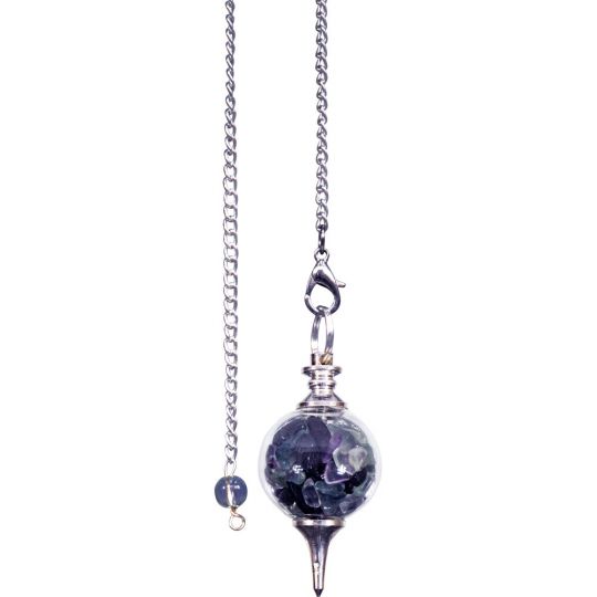 Pendulum Glass Sephoroton Black Tourmaline & Fluorite Chips - Protection (Each)
