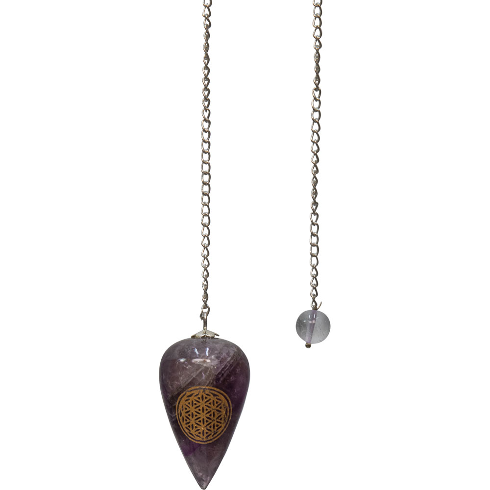 Pendulum w/Flower of Life Curved - AMETHYST (Each)