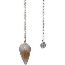 Pendulum w/Flower of Life Curved - Rainbow Moonstone (Each)