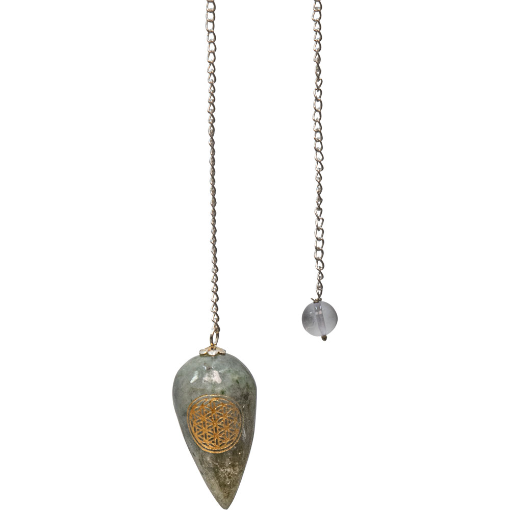 Pendulum w/FLOWER of Life Curved - Labradorite (Each)