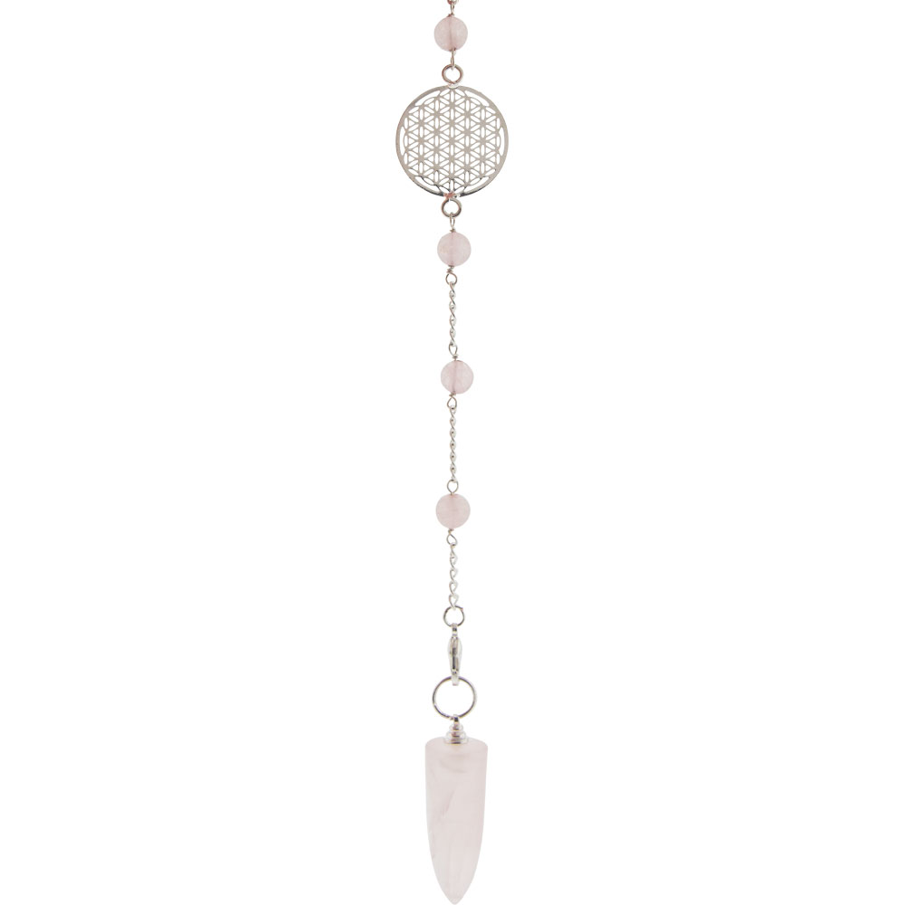 Gemstone Pendulum FLOWER of Life - Rose Quartz (Each)