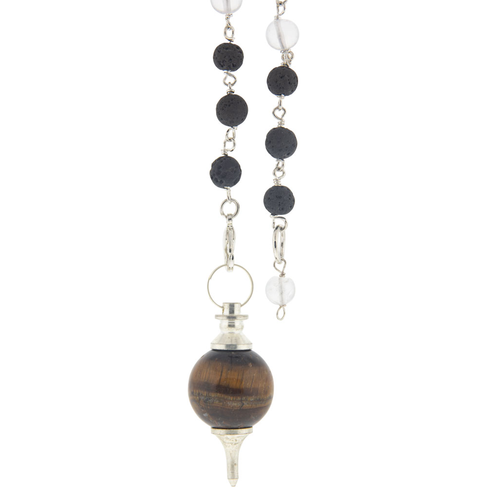 Pendulum Sephoroton w/ Lava BEADS - Tiger Eye (Each)