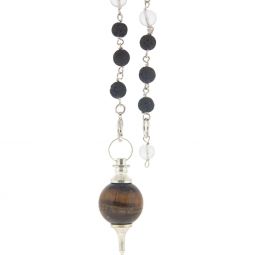 Pendulum Sephoroton w/ Lava Beads - Tiger Eye (Each)