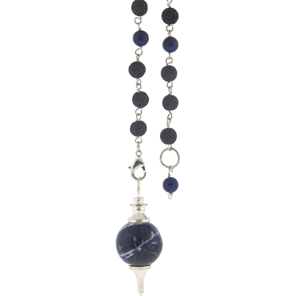 Pendulum Sephoroton w/ Lava BEADS - Sodalite (Each)