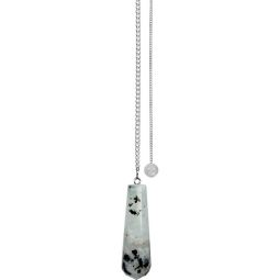 Gemstone Pendulum Faceted Tear Drop - Rainbow Moonstone (Each)